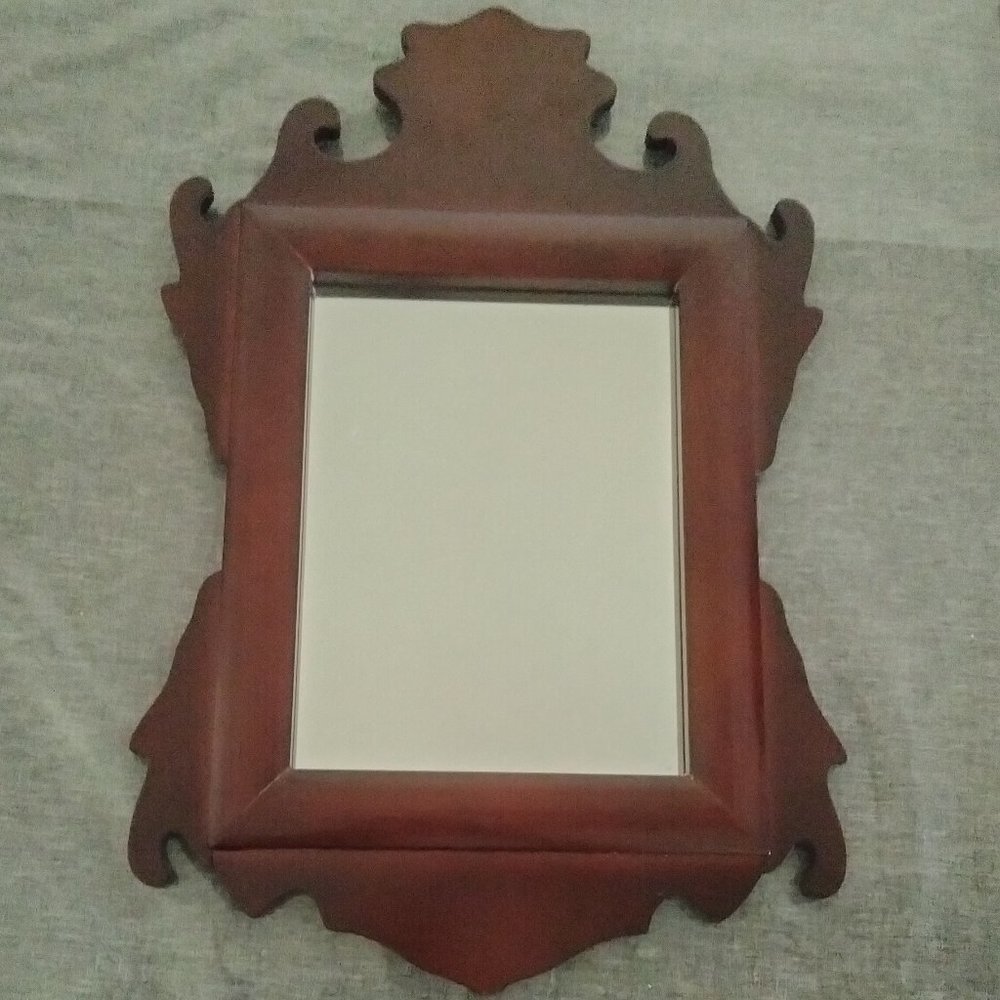 Mahogany looking wooden mirror NIB